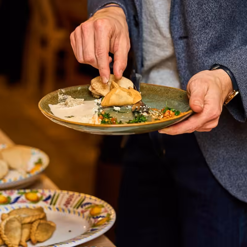 Guests enjoying Lebanese cuisine at Karamna